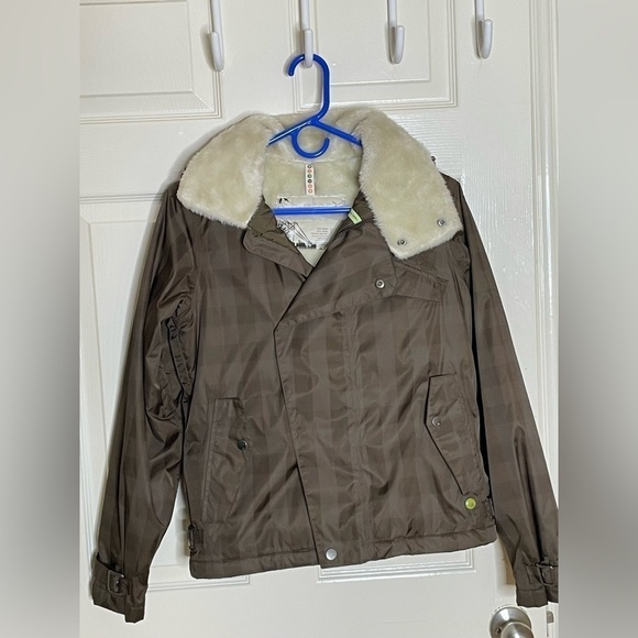 - Burton Duchess Women’s Plaid Brown Jacket Faux Fur XS​​​​​​​​​​​ - Picture 11 of 14
